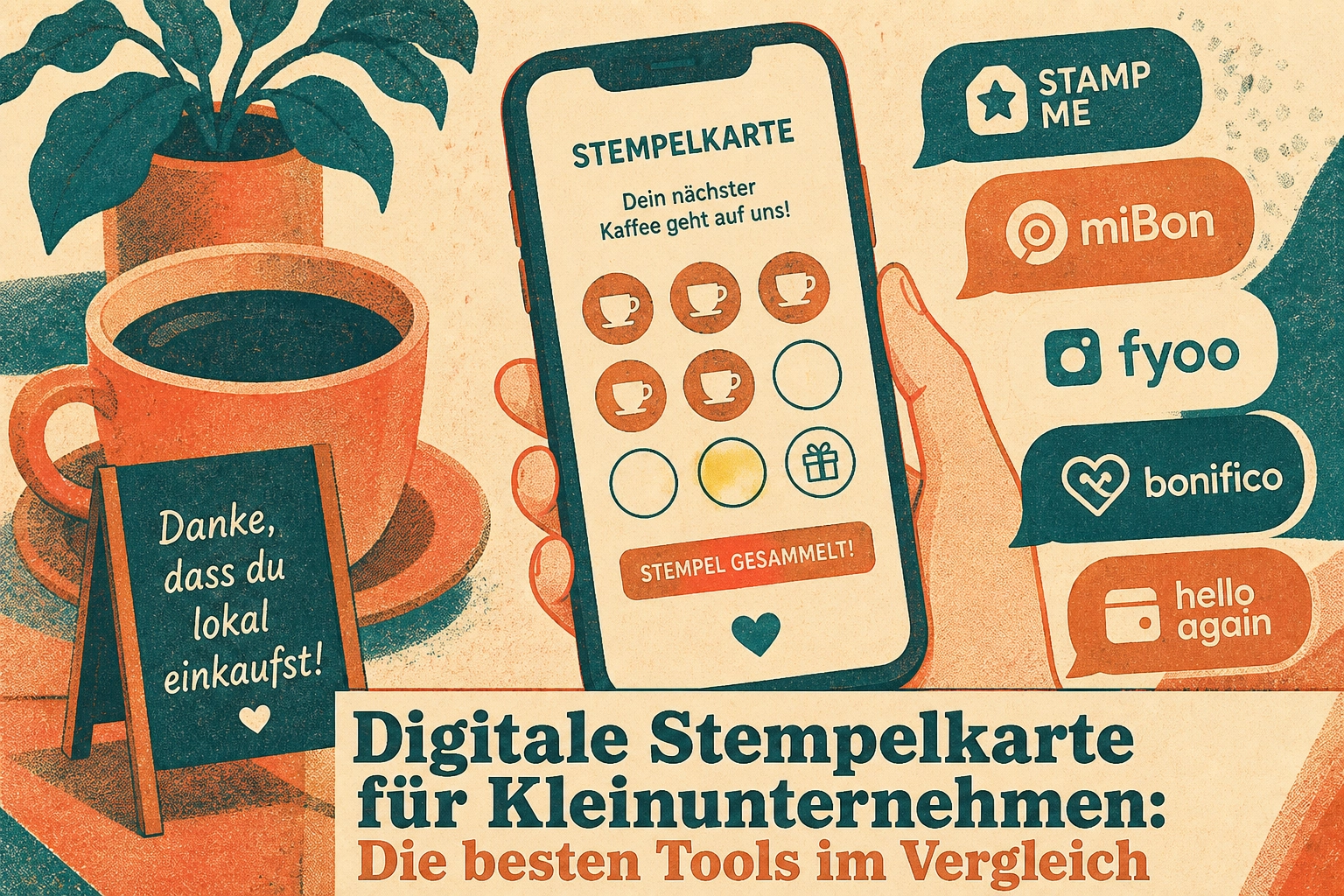 Professional header image for list-based article: Digitale Stempelkarte für Kleinunternehmen: Die besten To...